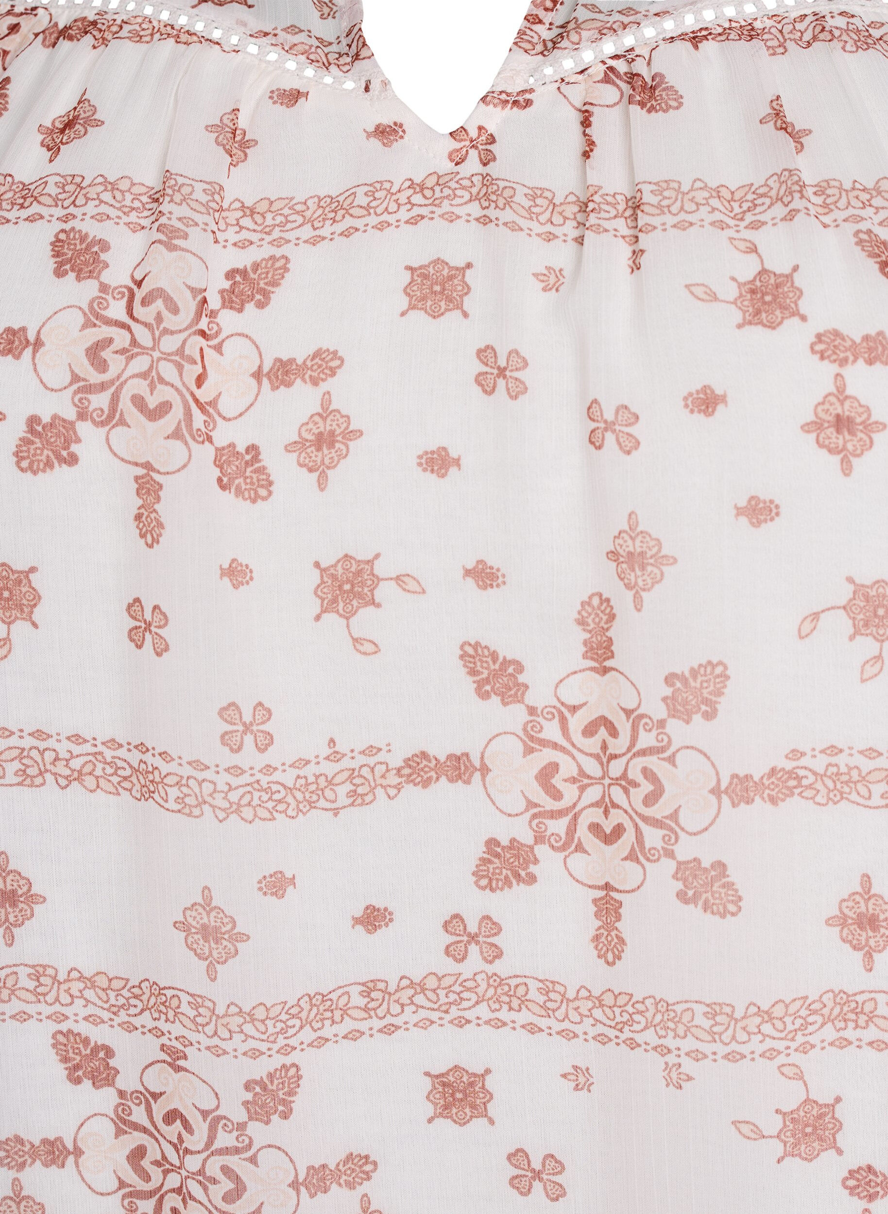 Zizzi Kuvioitu pusero, jossa on r&ouml;yhel&ouml;koristeita ja lyhyet hihat, Vanilja, Packshot image number 2