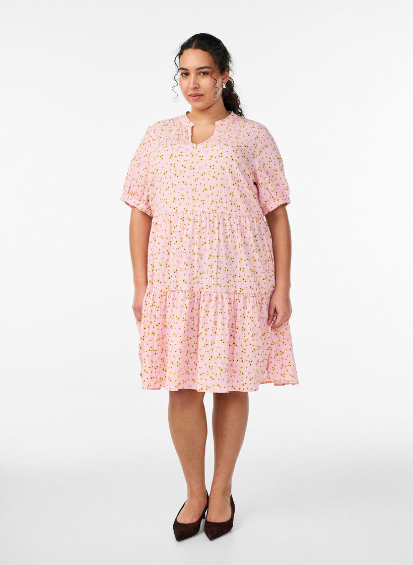 Lyhyt A-linjainen mekko, Vaaleanpunainen, Model image number 1