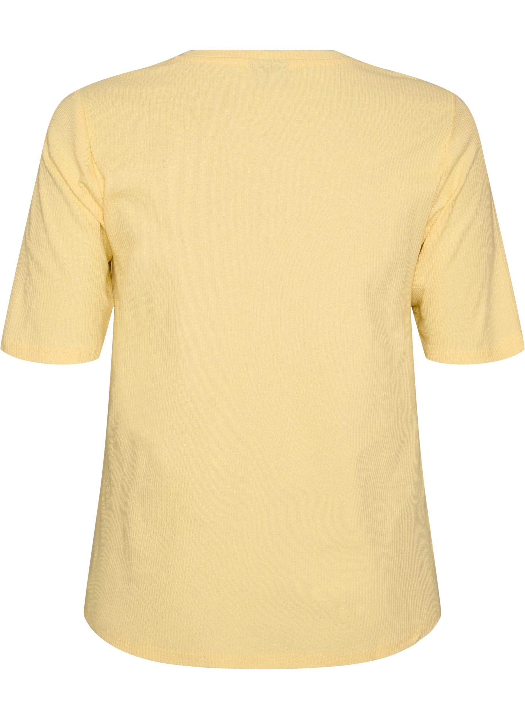 ZizziRibattu jerseypusero, jossa on lyhyet hihat, Keltainen, Packshot image number 1