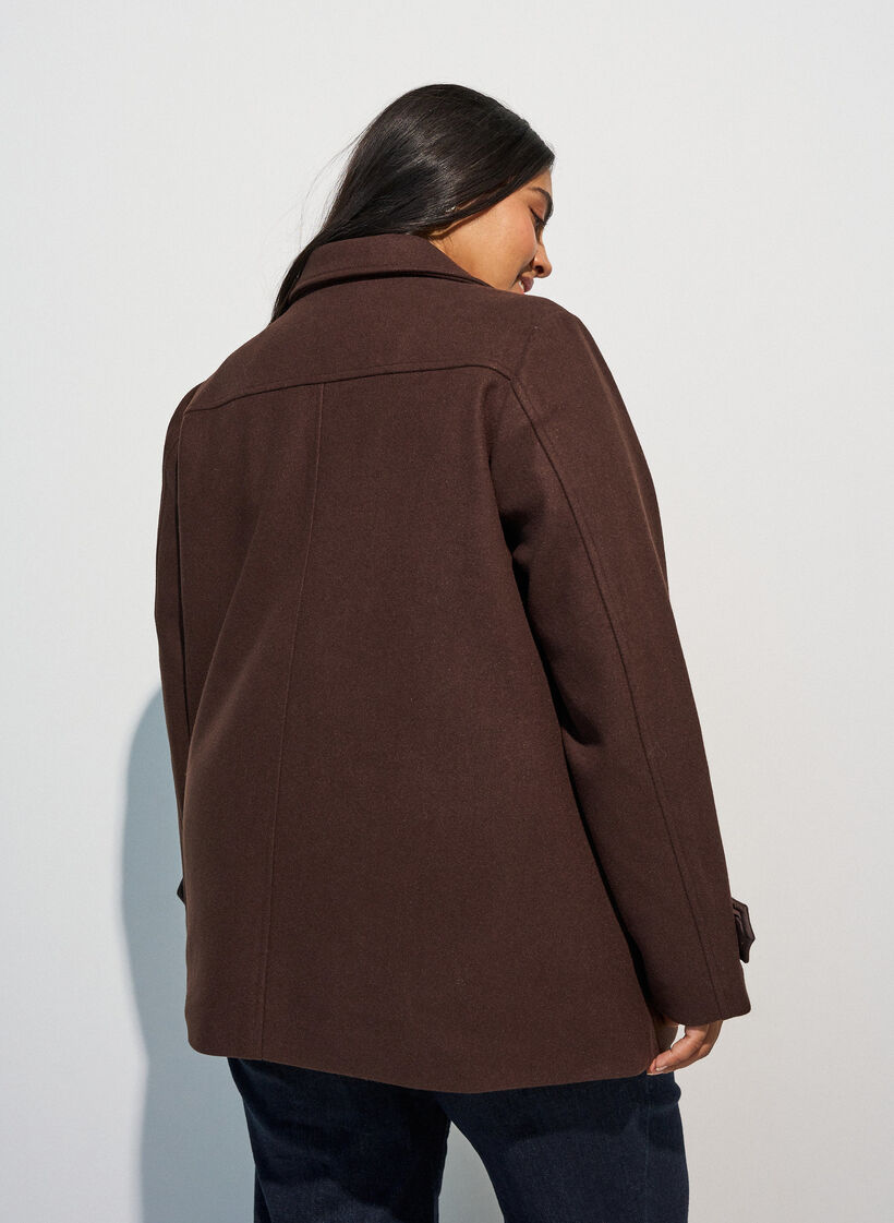 Lyhyt takki kaksoisnapituksella, Ruskea, Model image number 2
