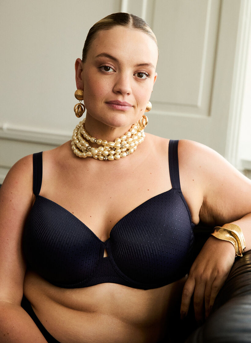 Muotoillut kaarituelliset rintaliivit kuviolla, Sininen, Image image number 0