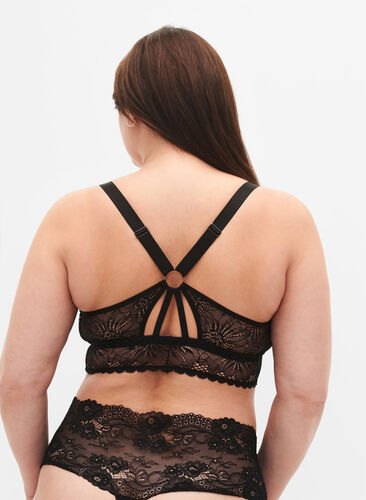 Koristeellinen rintaliivi takana olevalla yksityiskohdalla, Black, Model image number 1