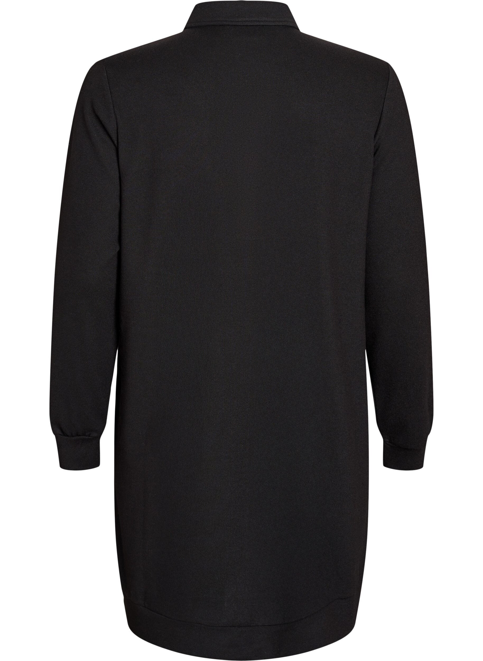 Zizzi Lyhyt polomekko napeilla ja pitk&auml;t hihat, Musta, Packshot image number 1