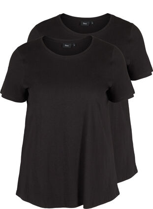 2 lyhythihaista t-paitaa puuvillasta , Black/Black, Packshot image number 0