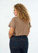 Puuvillainen T-paita etuprintill&auml; ja V-p&auml;&auml;ntiell&auml;, Ruskea, Model image number 2