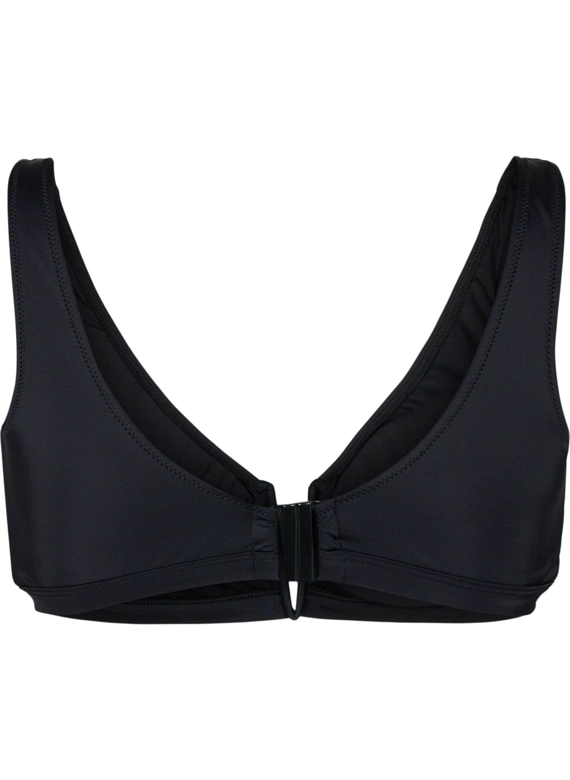 Zizzi Bikiniyl&auml;osa V-kaula-aukolla ja irrotettavilla toppauksilla, Musta, Packshot image number 1