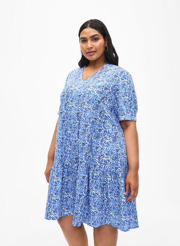 FLASH – A-linjainen mekko painatuksella, White Blue AOP, Model image number 0
