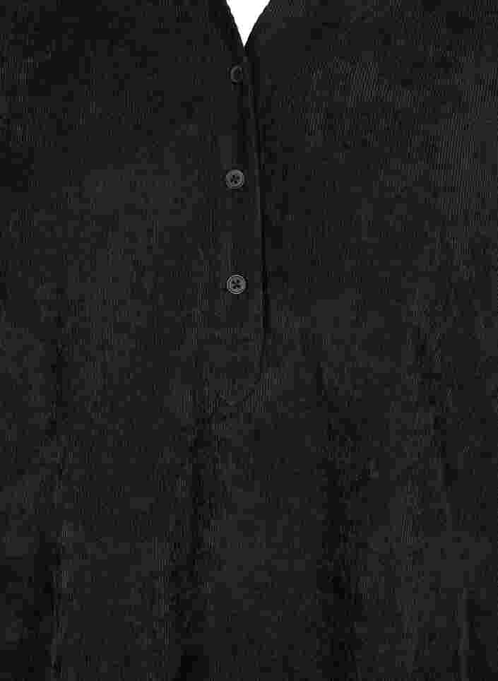 Samettimekko 3/4-hihoilla ja napeilla , Black, Packshot image number 2