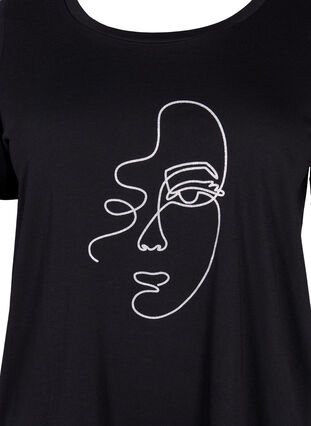 Puuvillainen t-paita kimaltavalla printillä, Black Shimmer Face, Packshot image number 2