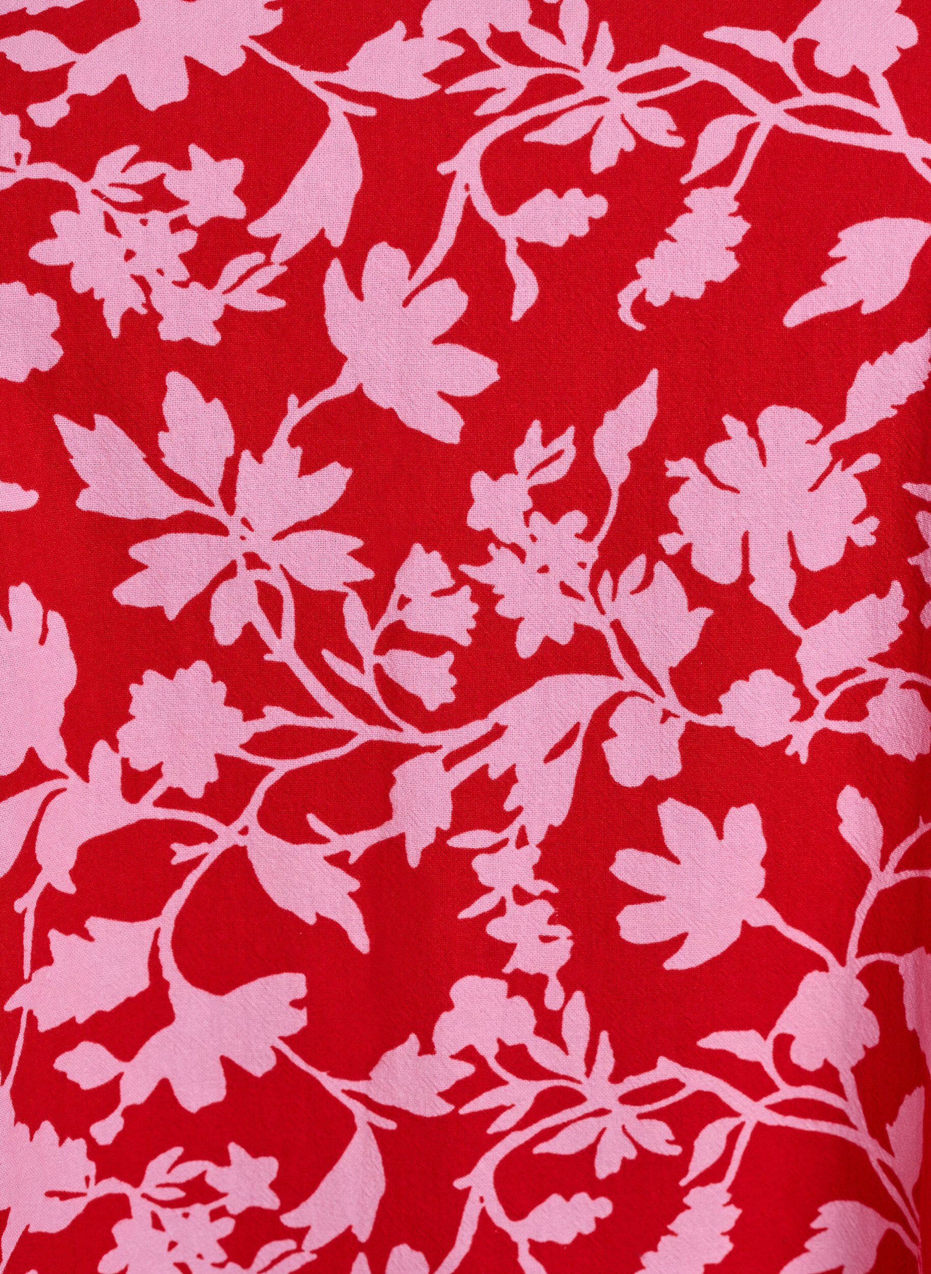 ZizziLyhyt a-linjainen mekko kukkakuviolla, Punainen, Packshot image number 2