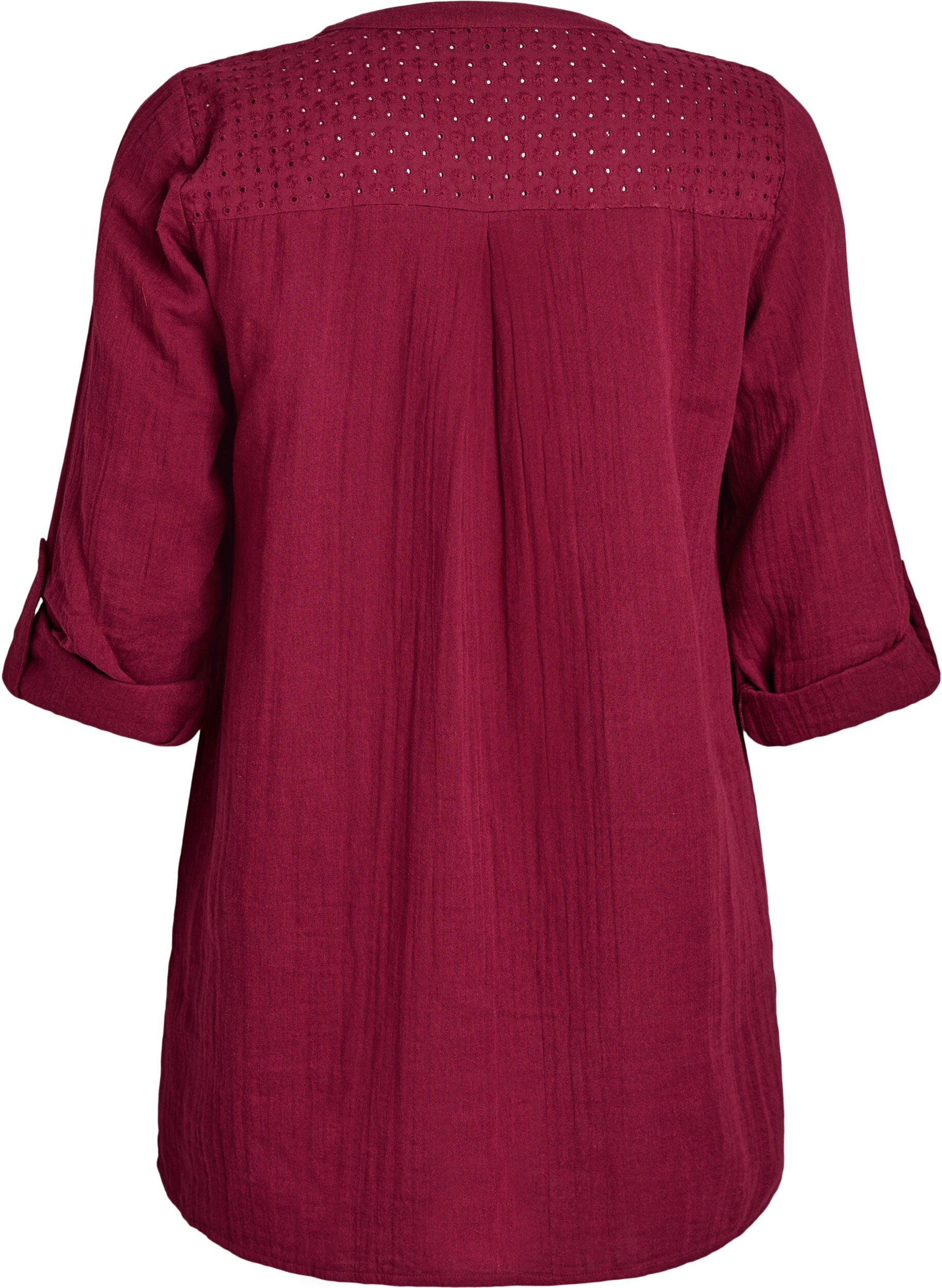 ZizziPuuvillamusliinitunika brodeeratulla pitsill&auml;, Tumma Bordeaux, Packshot image number 1