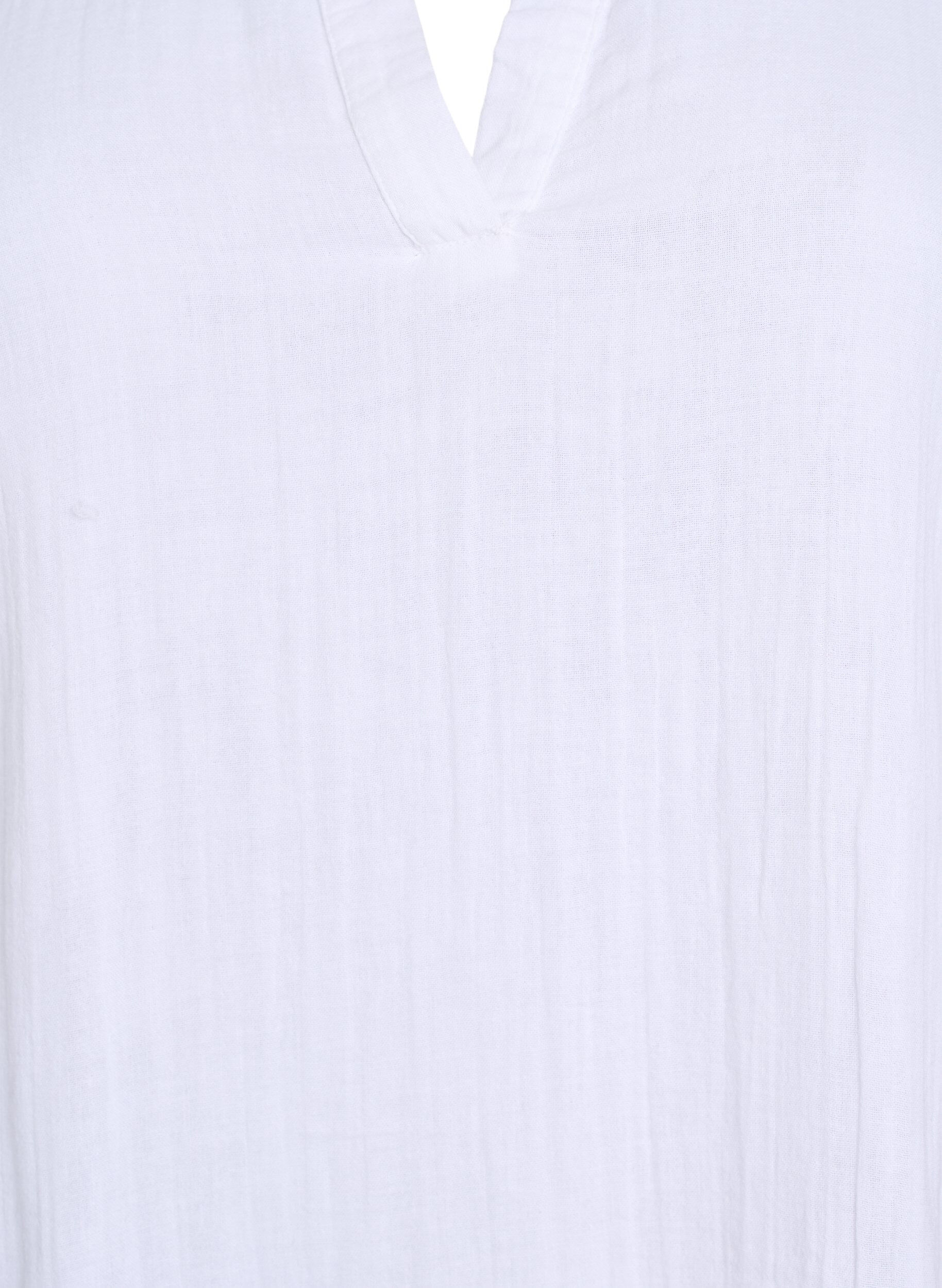 ZizziLyhyt A-linjainen mekko puuvillamusliinista, Valkoinen, Packshot image number 2