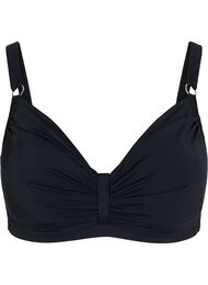 Kaarituellinen bikiniyl&auml;osa rypytyksell&auml;, Musta