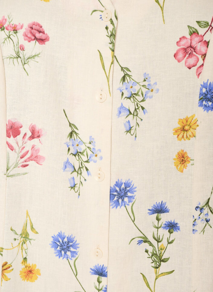 Midimekko pellava- ja viskoosisekoitteesta r&ouml;yhel&ouml;hihoilla, Beige, Packshot image number 2