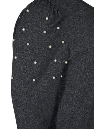 Pitkähihainen pusero koristehelmillä, Dark Grey Melange, Packshot image number 3