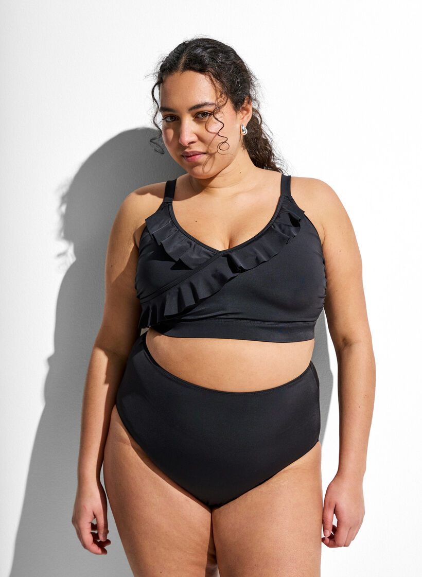 Yksiv&auml;riset korkeavy&ouml;t&auml;r&ouml;iset bikinialaosat, Musta, Model image number 0