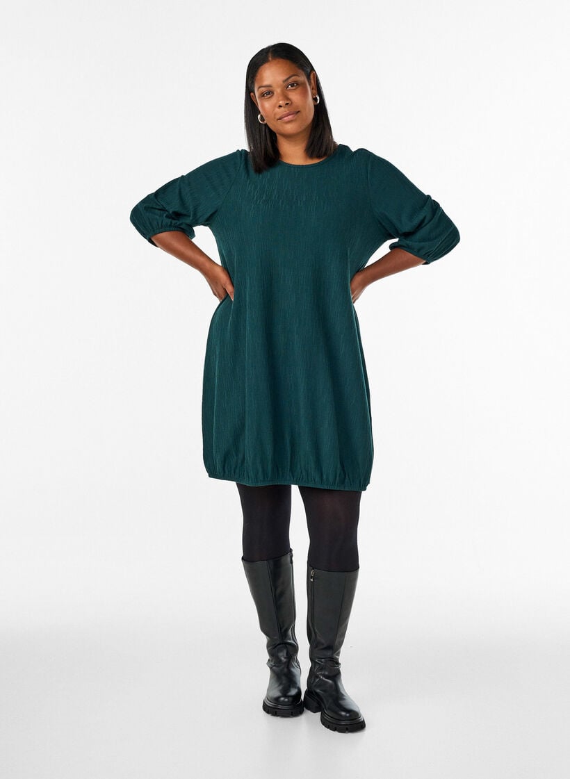 Mekko ilmapallomaisella siluetilla ja rakenteella, Vihre&auml;, Model image number 1