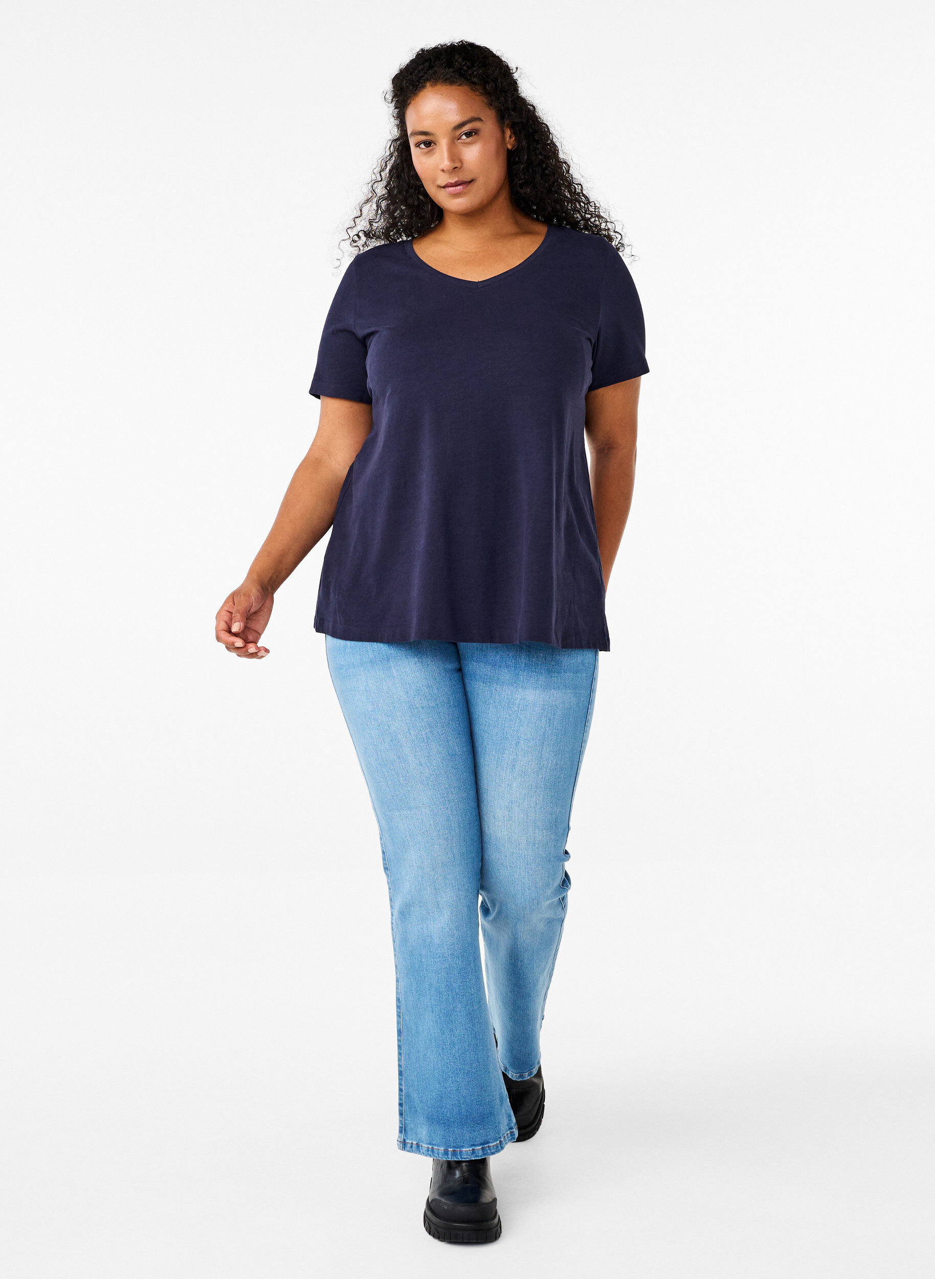 ZizziYksiv&auml;rinen perus t-paita puuvillasta, Sininen, Model image number 1