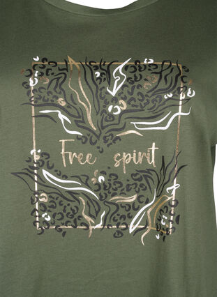 Orgaanisesta puuvillasta valmistettu T-paita kultaisella painatuksella, Thyme W. Free, Packshot image number 2
