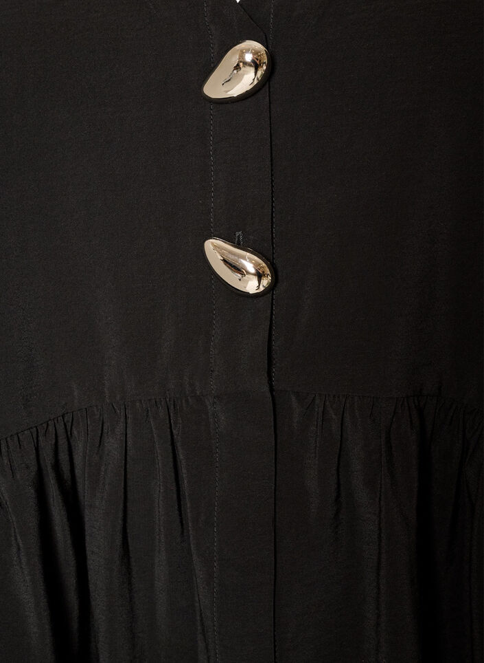 Hihaton peplum-pusero koristenapeilla, Musta, Packshot image number 2