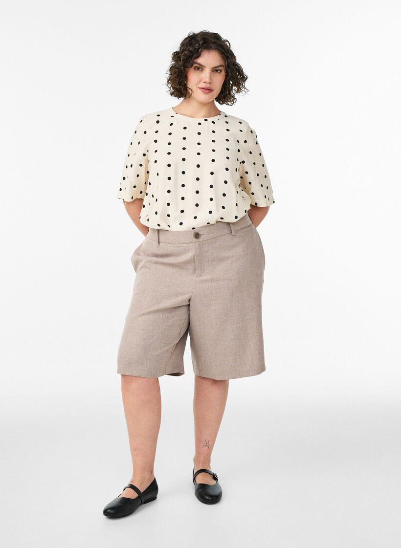 Viskoosipusero pilkuilla ja 1/2-hihoilla, Vanilja, Model image number 1
