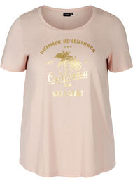 Lyhythihainen puuvillainen t-paita printillä , Rose Smoke CALIFORN
