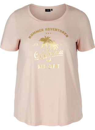 Lyhythihainen puuvillainen t-paita printillä , Rose Smoke CALIFORN, Packshot image number 0