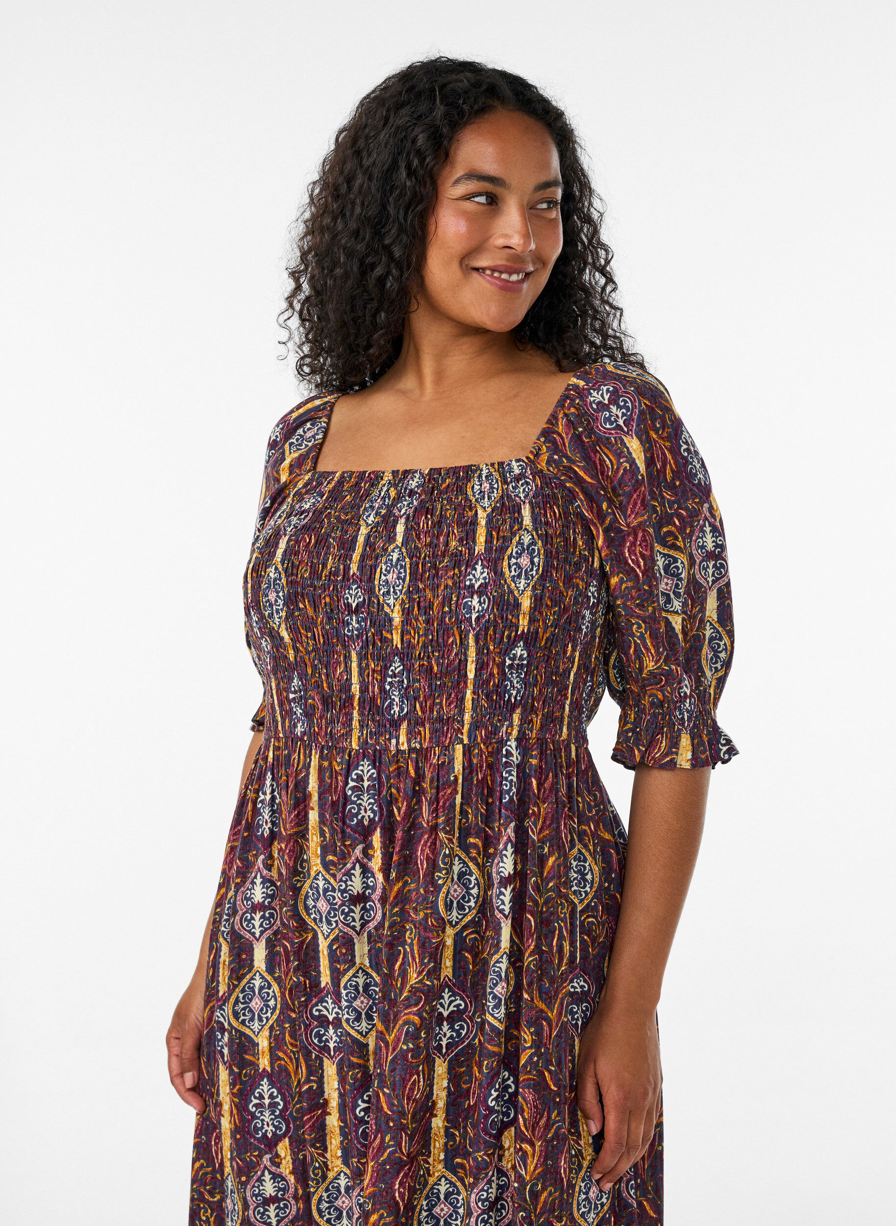 ZizziKes&auml;mekko viskoosista paisley-kuosilla, Violetti, Model image number 2