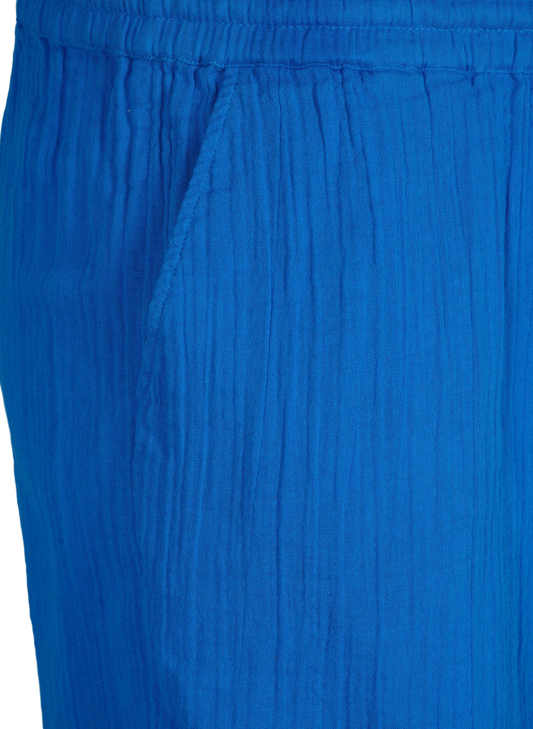 Zizzi Puuvillamusliinishortsit taskuilla, Victoria blue, Packshot image number 2
