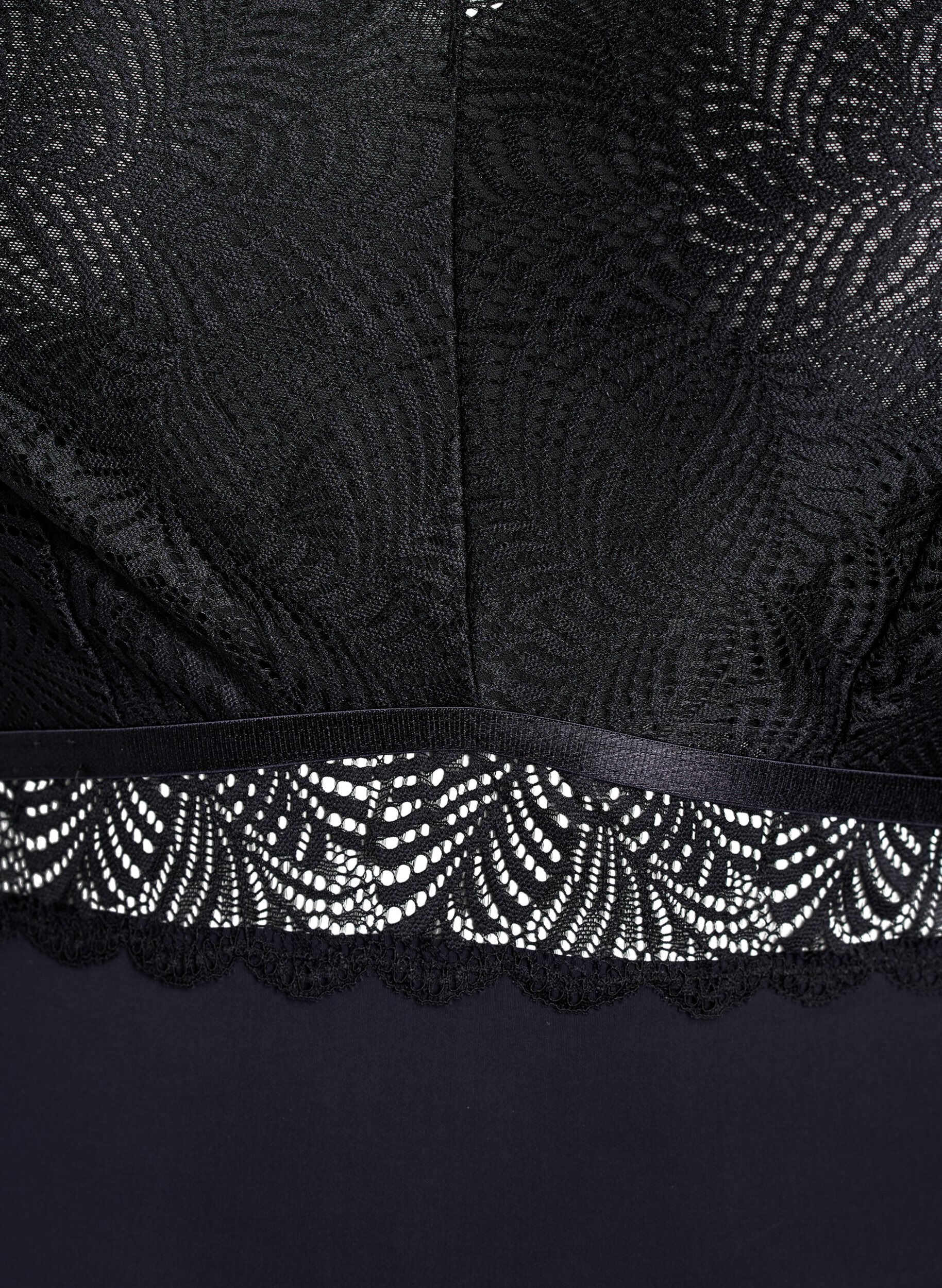 Zizzi Pitsill&auml; ja lyhyill&auml; hihoilla varustettu bodystocking, Musta, Packshot image number 2