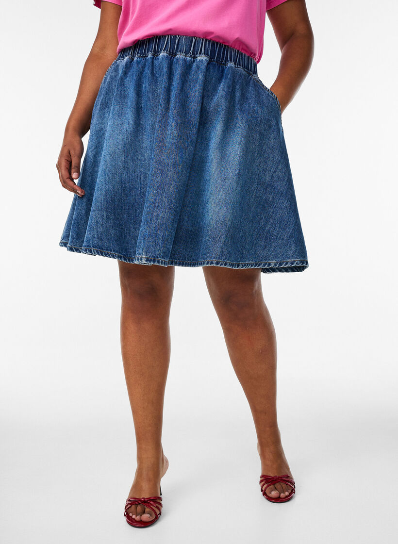 Lyhyt denimi skater-hame, Sininen, Model image number 3