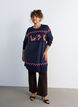 Lyhyt neulemekko joulukuviolla, Sininen, Model image number 1