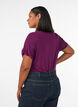 Perus V-p&auml;&auml;ntie T-paita viskoosista, Violetti, Model image number 2