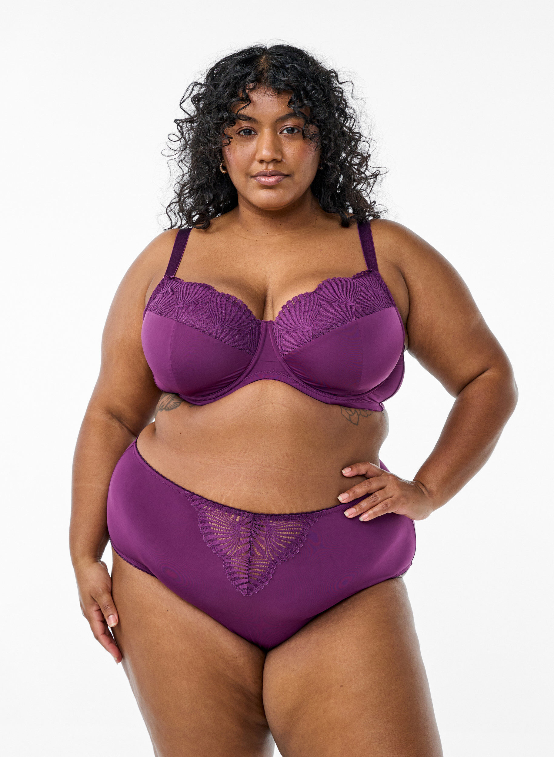 Zizzi Topatut rintaliivit, joissa on pitsiyksityiskohta, Tumma Bordeaux, Model image number 1