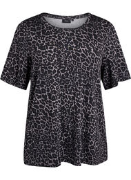 T-paita TENCEL&trade; Lyocellista ja leopardikuviolla, Harmaa