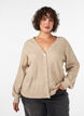 Neuletakki V-p&auml;&auml;ntiell&auml; ja ribatulla tekstuurilla, Beige, Model image number 0