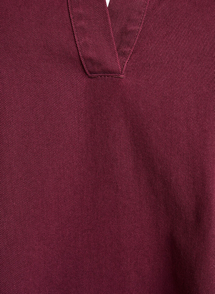 Lyhyt denim-mekko kauluksella ja V-pääntiellä, Punainen, Packshot image number 2