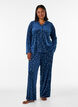 Veluurinen pyjamapaita kauttaaltaan printill&auml;, Sininen, Model image number 1