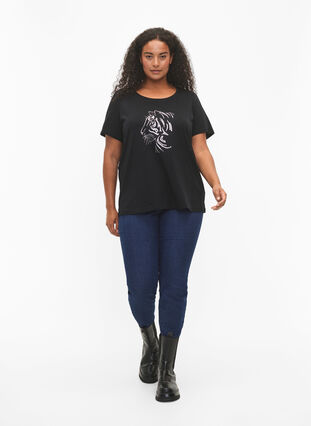 Puuvillainen T-paita kuviolla, Black w. Lion, Model image number 2
