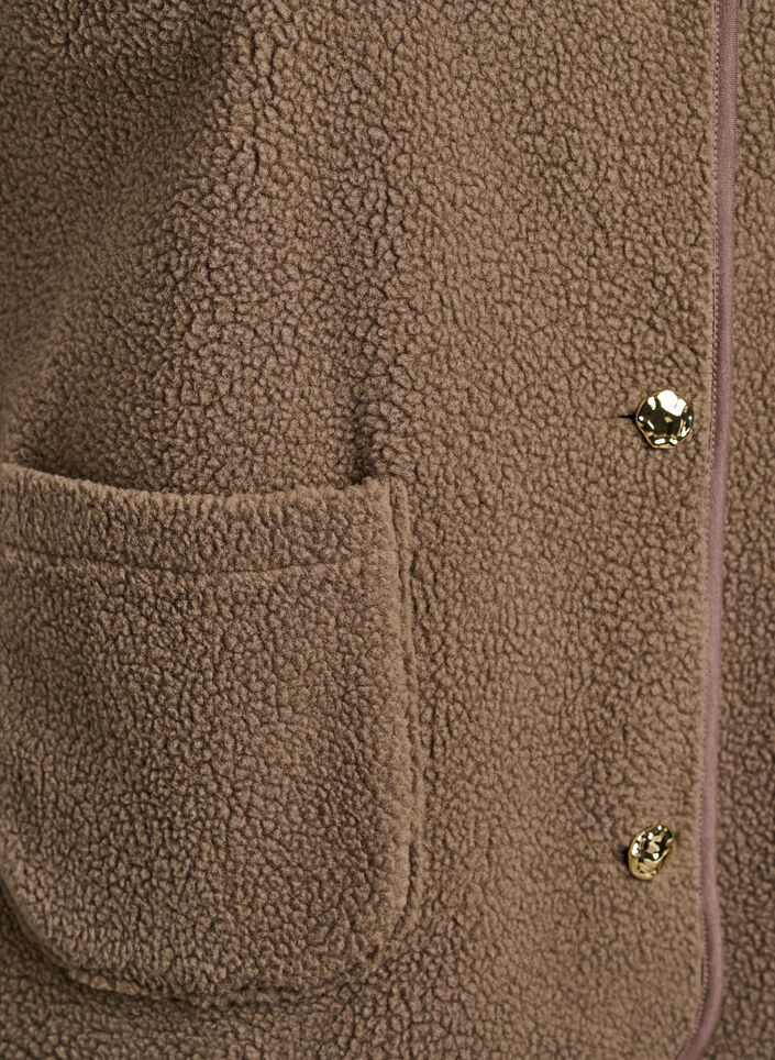 Teddyliivi napeilla ja taskuilla, Ruskea, Packshot image number 3