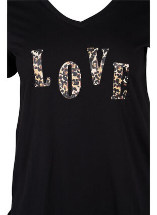 Puuvillainen t-paita v-aukolla , Black Love Leo, Packshot image number 2