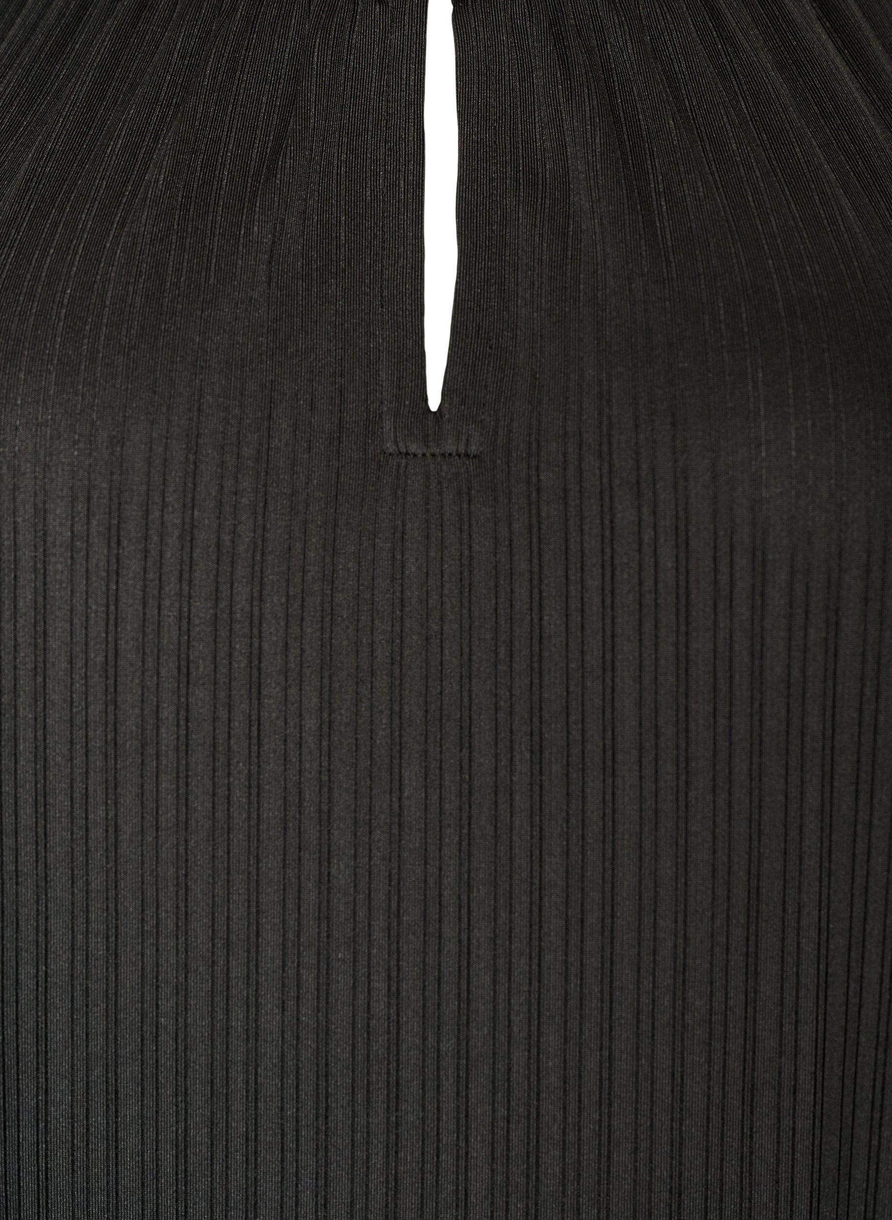 ZizziJersey-tunika teksturoiduilla raidoilla, Musta, Packshot image number 2