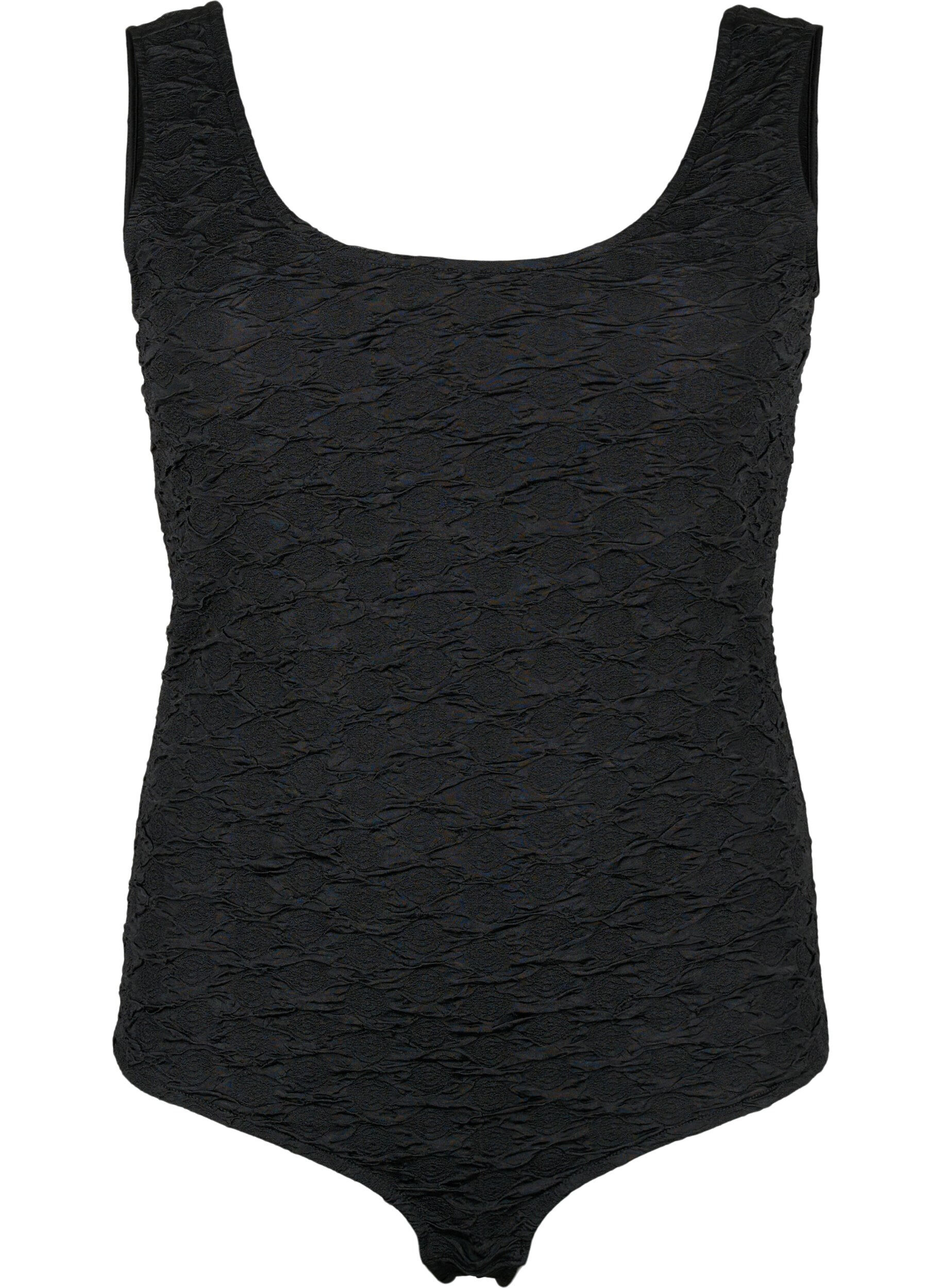 Zizzi Hihaton bodystockig strukturoidusta kankaasta, Black, Packshot image number 0