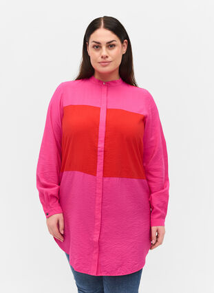 Pitkä paita kauniissa väreissä, Pink Red Block, Model image number 0