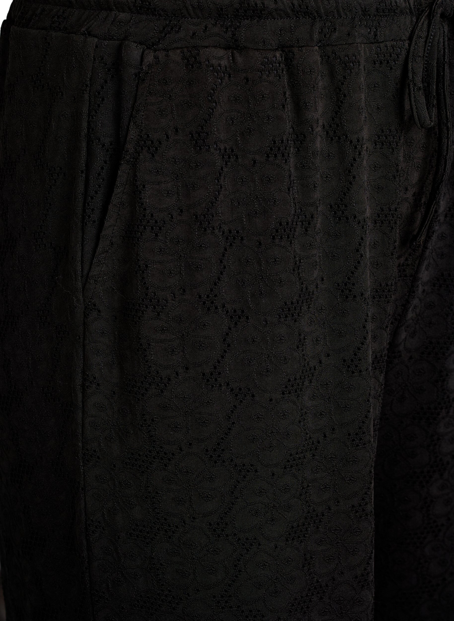 Zizzi FLASH - Housut tekstuurilla ja korkealla vy&ouml;t&auml;r&ouml;ll&auml;, Musta, Packshot image number 2