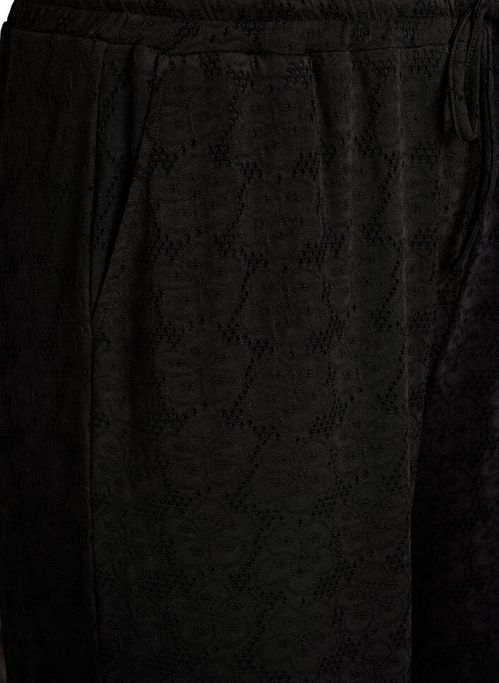 FLASH - Housut tekstuurilla ja korkealla vyötäröllä, Musta, Packshot image number 2