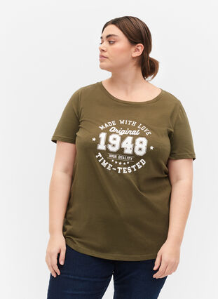 Puuvillainen t-paita painatuksella, Ivy Green MADE WITH, Model image number 0