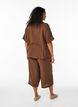 Culotte-housut puuvillamusliinia korkealla vy&ouml;t&auml;r&ouml;ll&auml;, Ruskea, Model image number 1