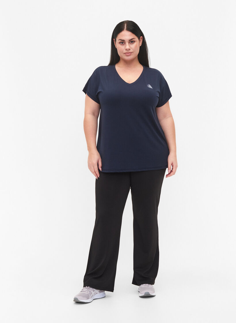 Väljä treenipaita, jossa on V-pääntie, Sininen, Model image number 1