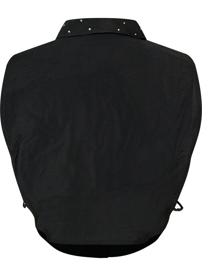 Kauluksen yksityiskohta strasseilla ja napeilla, Musta, Packshot image number 1